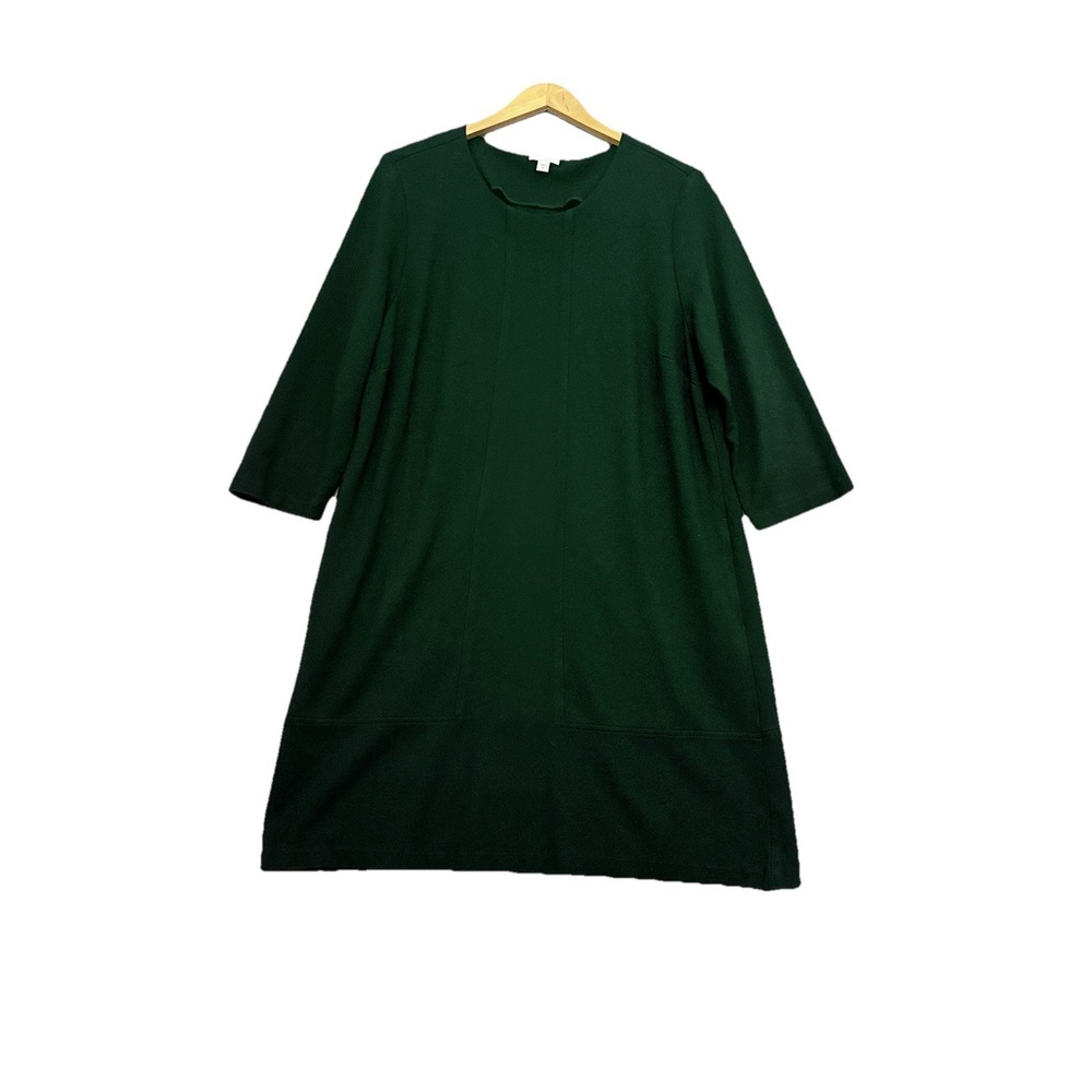 J Jill Ponte Knit Dress XL Tall Forest‎ Green Shift Sheath Career Office Pockets
